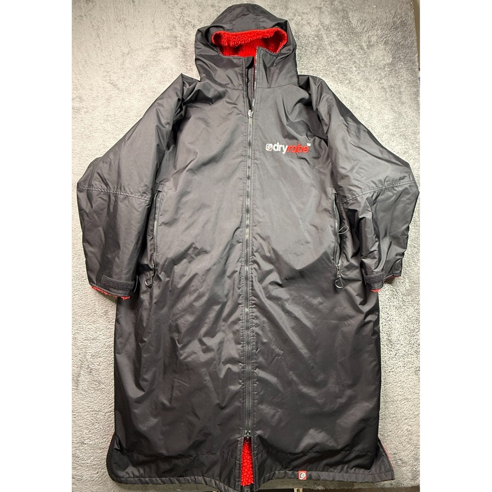 DRYROBE Exo Series Advance Swimming Changing Robe Black XL Red Fleece Lining